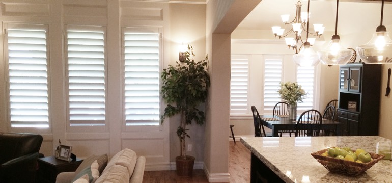 San Diego shutters in kitchen and great room